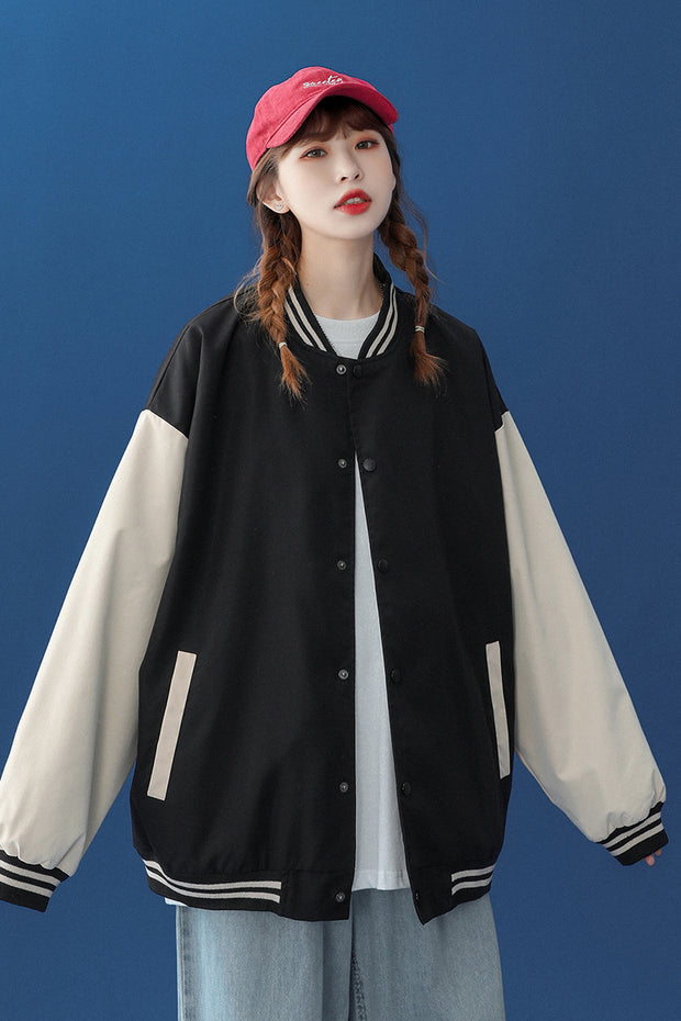 Trendy Brand Baseball Uniform Tooling Loose Bf Black Niche Baseball Jacket Women