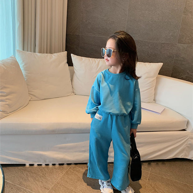 Western Style Girls Spring Korean Style Loose Sports Suit