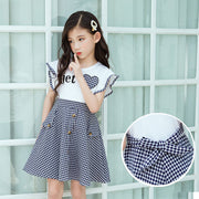 Summer Plaid Korean Style Big kids Children Girls Summer Western Style Princess Skirt