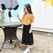 Girls' Suits Summer New Children's Clothing Big Children's Cotton And Linen Wide-leg Pants Loose Western Style Leisure Two-piece Trend