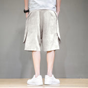 Men's Linen Pants Men's Shorts Plus Size Loose Casual Five-point Pants