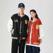 Couple Loose Casual Baseball Uniform French Fries Embroidered Jacket