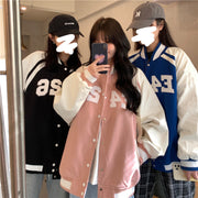 Women's American Style Baseball Uniform Loose Jacket