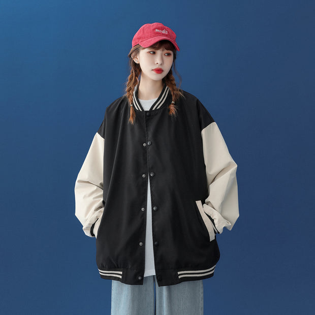 Trendy Brand Baseball Uniform Tooling Loose Bf Black Niche Baseball Jacket Women