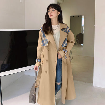 Women Plaid Stitching Popular Coat Jacket