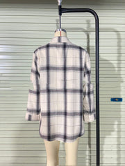 New Women's Fashion Black And White Plaid Long-sleeved Shirt Jacket