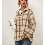 New Style Long-sleeved Plaid Jacket Shirt Top