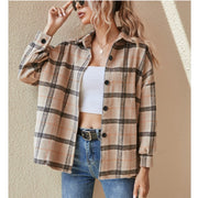 New Style Long-sleeved Plaid Jacket Shirt Top