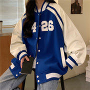 Women's American Style Baseball Uniform Loose Jacket
