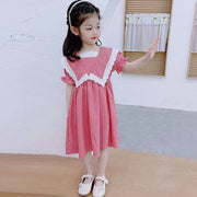 Western Style Cotton Plaid Girls Dress