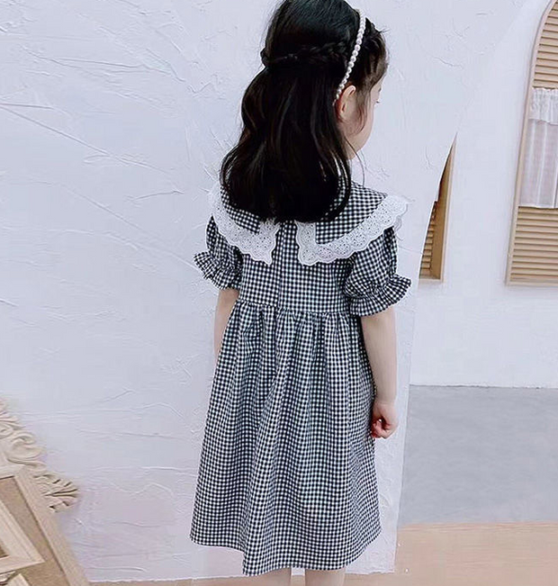 Western Style Cotton Plaid Girls Dress