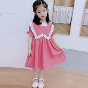 Western Style Cotton Plaid Girls Dress