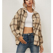 New Style Long-sleeved Plaid Jacket Shirt Top